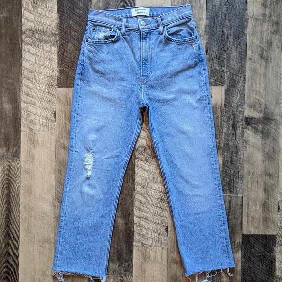 Reformation Blue Jeans Liza High Rise Straight Leg Crete Destroyed - Picture 1 of 5
